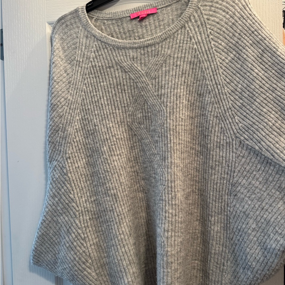Lilly Pulitzer Gray Ribbed Crew Neck Sweater